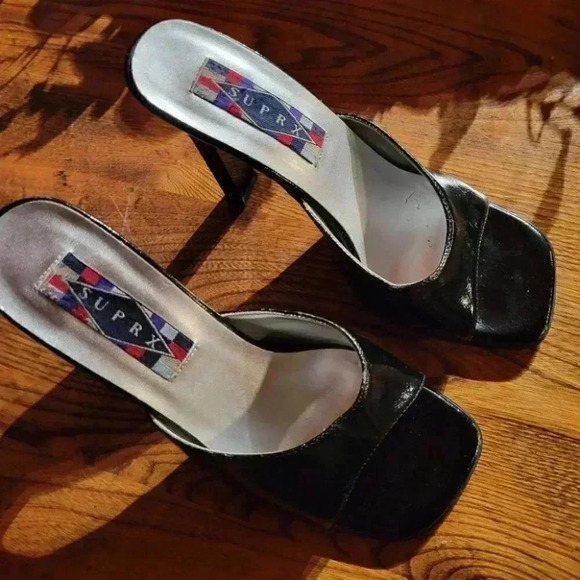 Suprex Woman's Black  Dressy Patent Sandal with 4" Heel - Picture 2 of 9